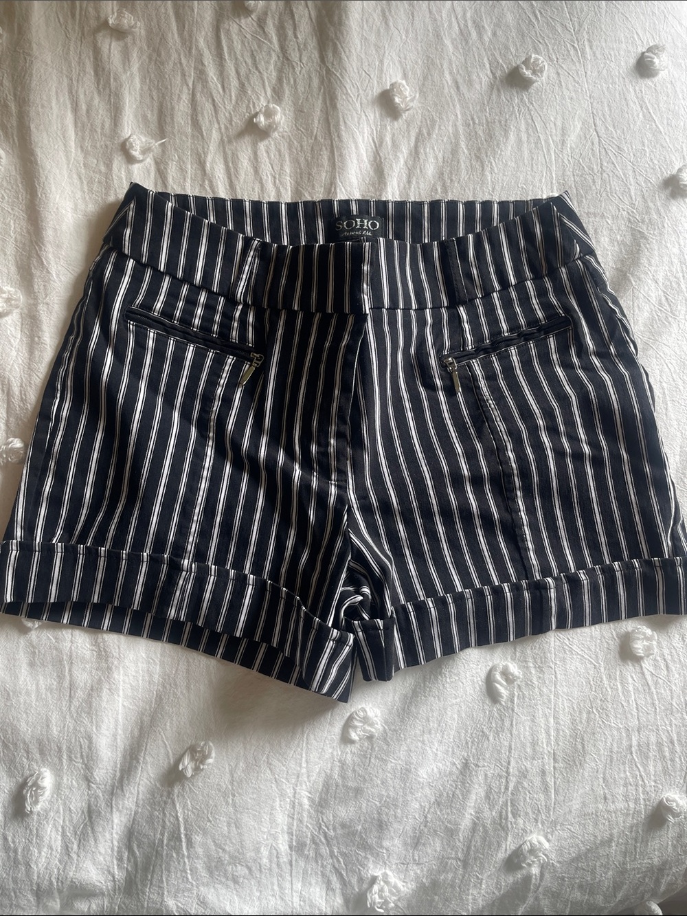 Soho black and White Vertical-Stripe Bermuda Shorts